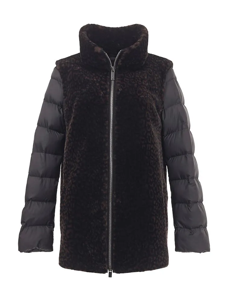 Shearling Lamb Puffer with Detachable Sleeves