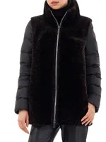 Shearling Lamb Puffer with Detachable Sleeves