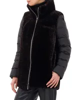 Shearling Lamb Puffer with Detachable Sleeves