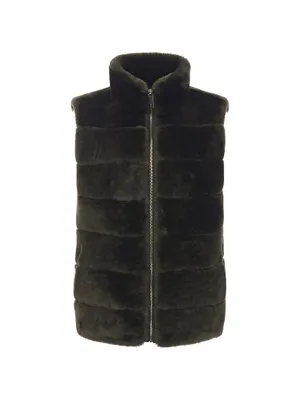 Shearling Lamb Zip Vest with Quilted Back