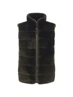 Shearling Lamb Zip Vest with Quilted Back