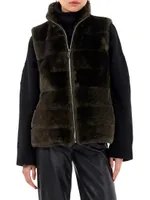 Shearling Lamb Zip Vest with Quilted Back