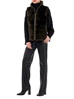 Shearling Lamb Zip Vest with Quilted Back