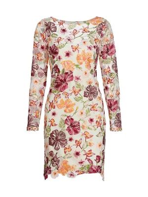 Floral-Embroidered Minidress