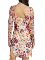 Floral-Embroidered Minidress