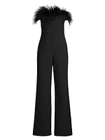 Desi Feather-Trimmed Jumpsuit