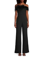 Desi Feather-Trimmed Jumpsuit