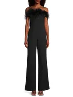 Desi Feather-Trimmed Jumpsuit