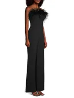 Desi Feather-Trimmed Jumpsuit