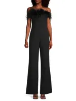 Desi Feather-Trimmed Jumpsuit