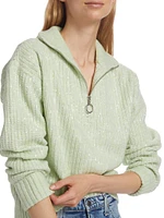 Sequin-Embroidered Quarter-Zip Sweater