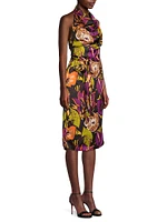 Floral Cowlneck Cocktail Dress