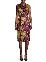 Floral Cowlneck Cocktail Dress