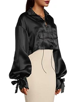 Cropped Silk Anorak Top