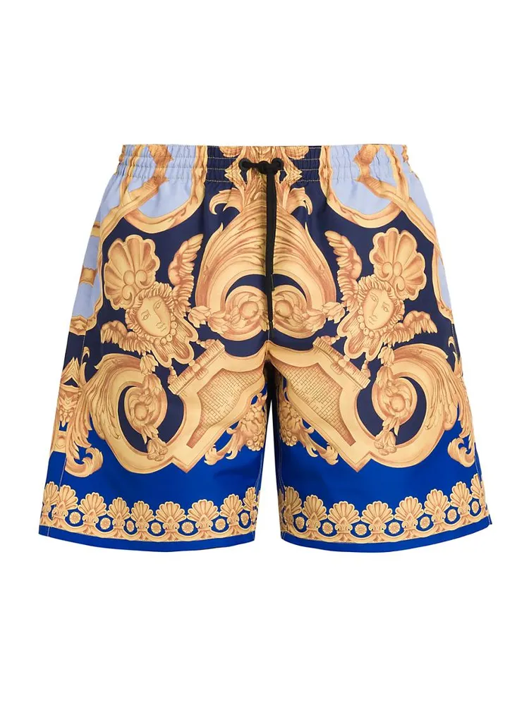 Baroque Print Drawstring Swim Shorts