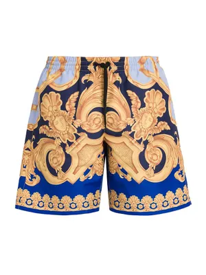 Baroque Print Drawstring Swim Shorts