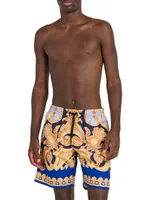 Baroque Print Drawstring Swim Shorts