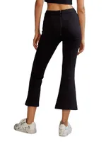 Bonded Cropped Flare Pants