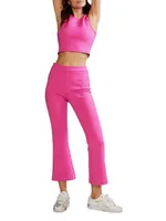 Bonded Cropped Flare Pants