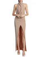 Tara Draped Open-Back Gown