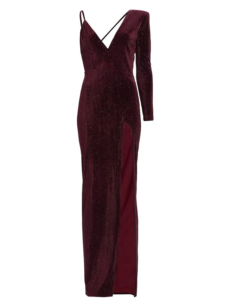 Sean Velvet One-Shoulder Gown