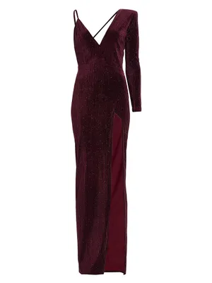 Sean Velvet One-Shoulder Gown