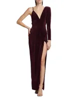 Sean Velvet One-Shoulder Gown