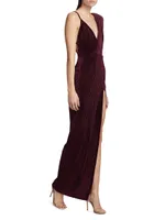 Sean Velvet One-Shoulder Gown