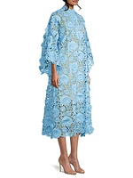 Floral-Lace Caftan Midi-Dress