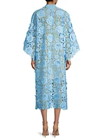 Floral-Lace Caftan Midi-Dress