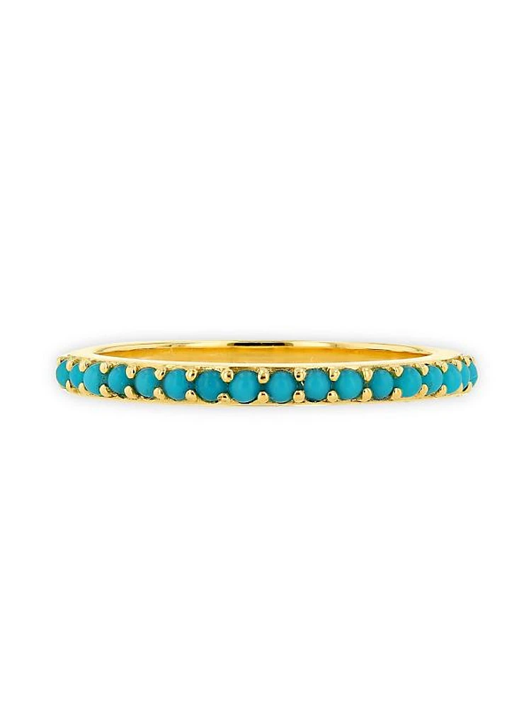 14K Gold & Turquoise Pavé Band Ring