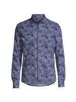 Calsing Slim-Fit Floral Knit Sportshirt