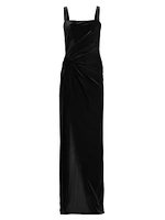 Domino Draped Velvet Gown