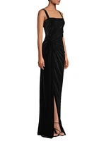 Domino Draped Velvet Gown