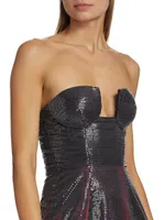 Strapless Sequin-Embroidered Minidress