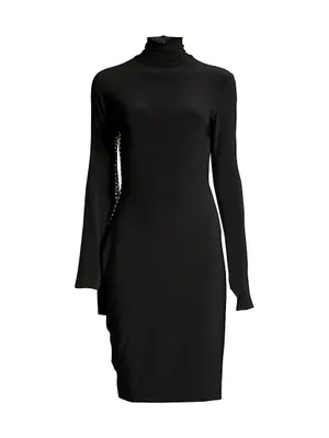 Long-Sleeve Stud-Embellished Minidress