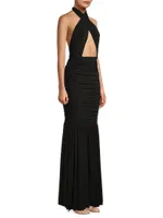 Cross Halter Fishtail Gown