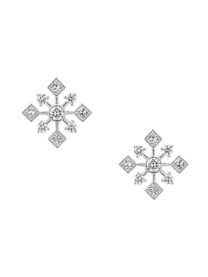 Snowflake 18K White Gold & 0.93 TCW Diamond Stud Earrings