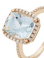 14K Yellow Gold, Aquamarine & 0.30 TCW Diamond Ring