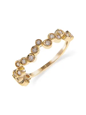 Bridal 14K Yellow Gold & 0.2 TCW Diamond Zig-Zag Ring