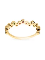 Bridal 14K Yellow Gold & Rainbow Sapphire Zigzag Ring