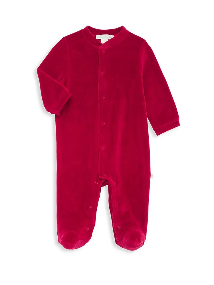 Baby Girl's Velour Angel Wing Footie