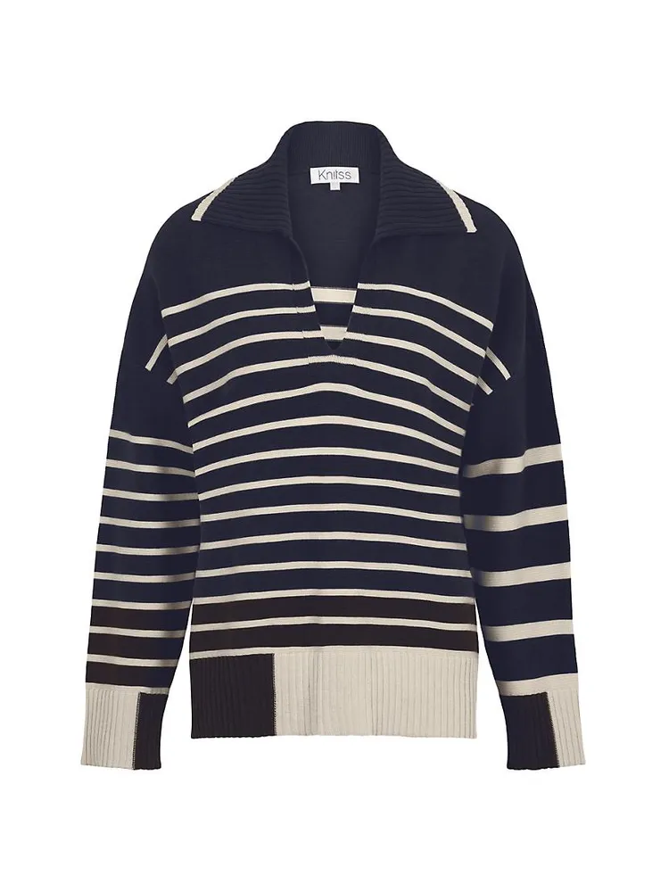 Paw Collared Stripe Sweater