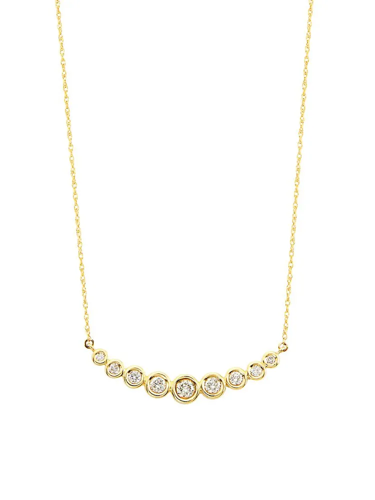 14K Yellow Gold & 0.5 TCW Diamond Bar Pendant Necklace