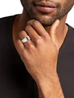 14K White Gold, Sapphire, & 0.39 TCW Diamond Signet Ring