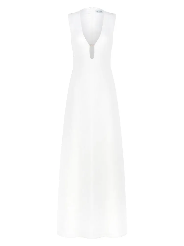 Rene V-Neck Crepe Gown