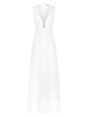 Rene V-Neck Crepe Gown