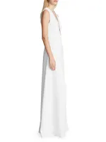 Rene V-Neck Crepe Gown