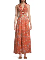 Floral Cut-Out Cover-Up Maxidress