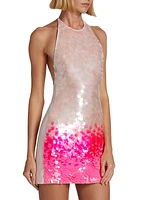 Gradient Sequined Halter Minidress